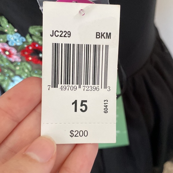 NWT BA Nites Cap Sleeve Black Floral Above Knee Mini Dress Juniors Size 15 - Picture 7 of 12